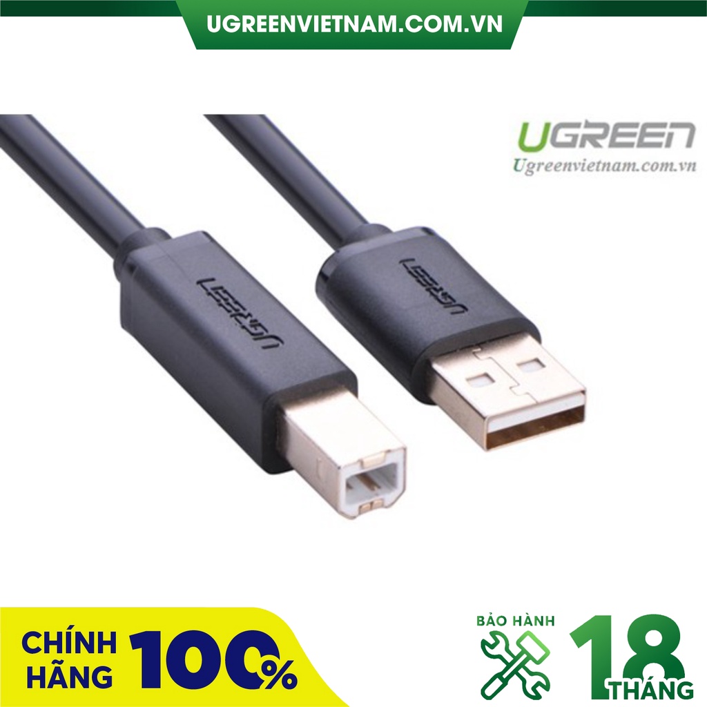 Cáp USB 2.0 máy in 1,5m Ugreen 10350 đầu cáp mạ vàng chính hãng