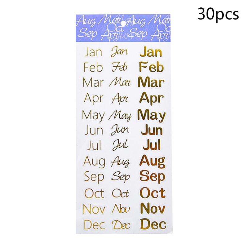 Set 30 Nhãn Dán Trang Trí Nhật Ký / Sổ Tay DIY Hình Chữ Cái Alphabet Màu Đồng