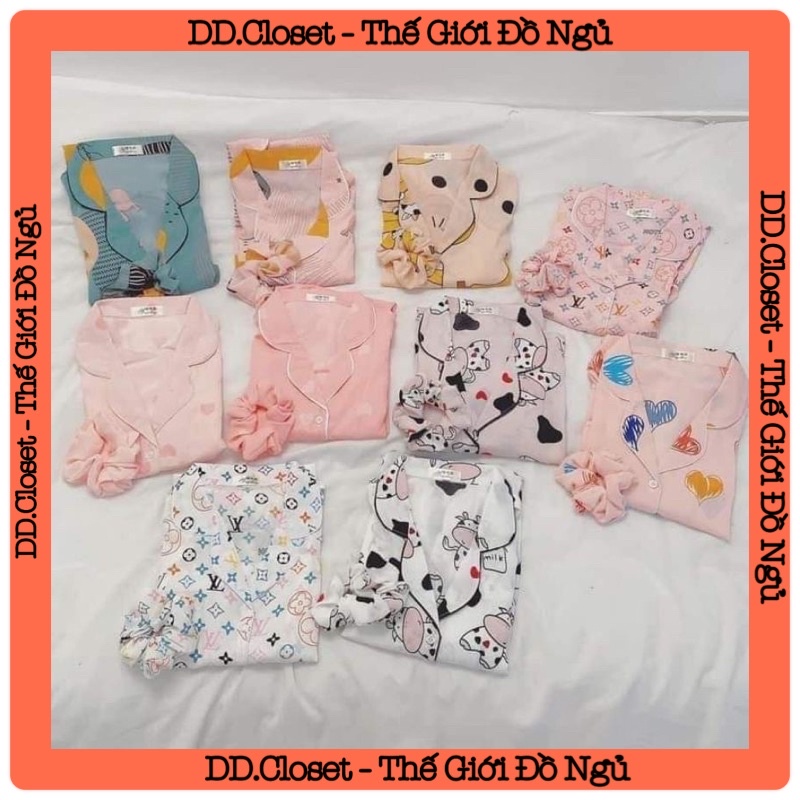 Bộ đồ ngủ pijama nữ cộc tay quần đùi vải Kate Thái mềm mịn nhiều màu nhiều họa tiết đáng yêu - CD0014