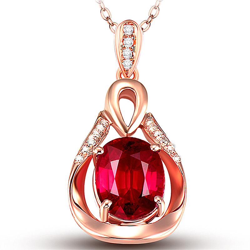 Sang Trọng vòng cổ Mạ Bạc 925 Mặt Hình Voi Đính Đá Ruby Thời Trang Cho Nữ