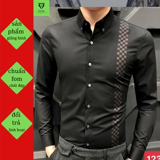 Áo sơ mi dài tay nam, áo sơ mi chất vải lụa, không nhăn không xù 123