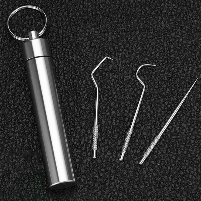 Bộ 3 Hộp Đựng Tăm Xỉa Răng Bằng Thép Không Gỉ Tiện Lợi
