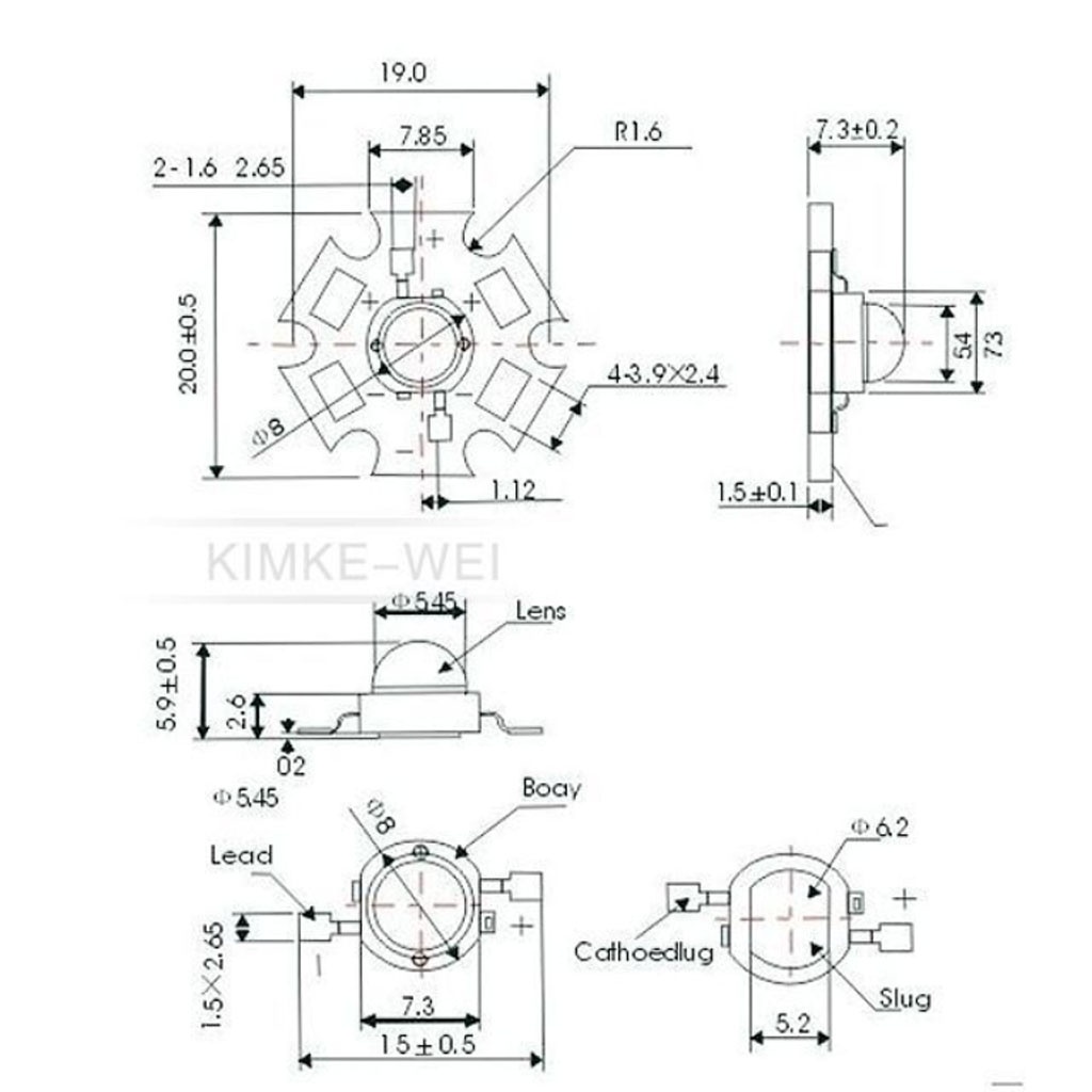 Set 10 Tấm Nhôm Tản Nhiệt Đèn Led Công Suất Cao 20mm 1w 3w 5w