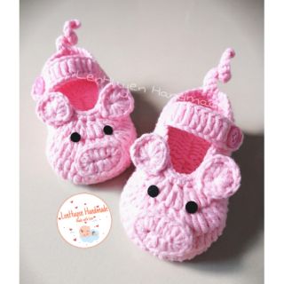 Giày len handmade HEO HỒNG CUTE