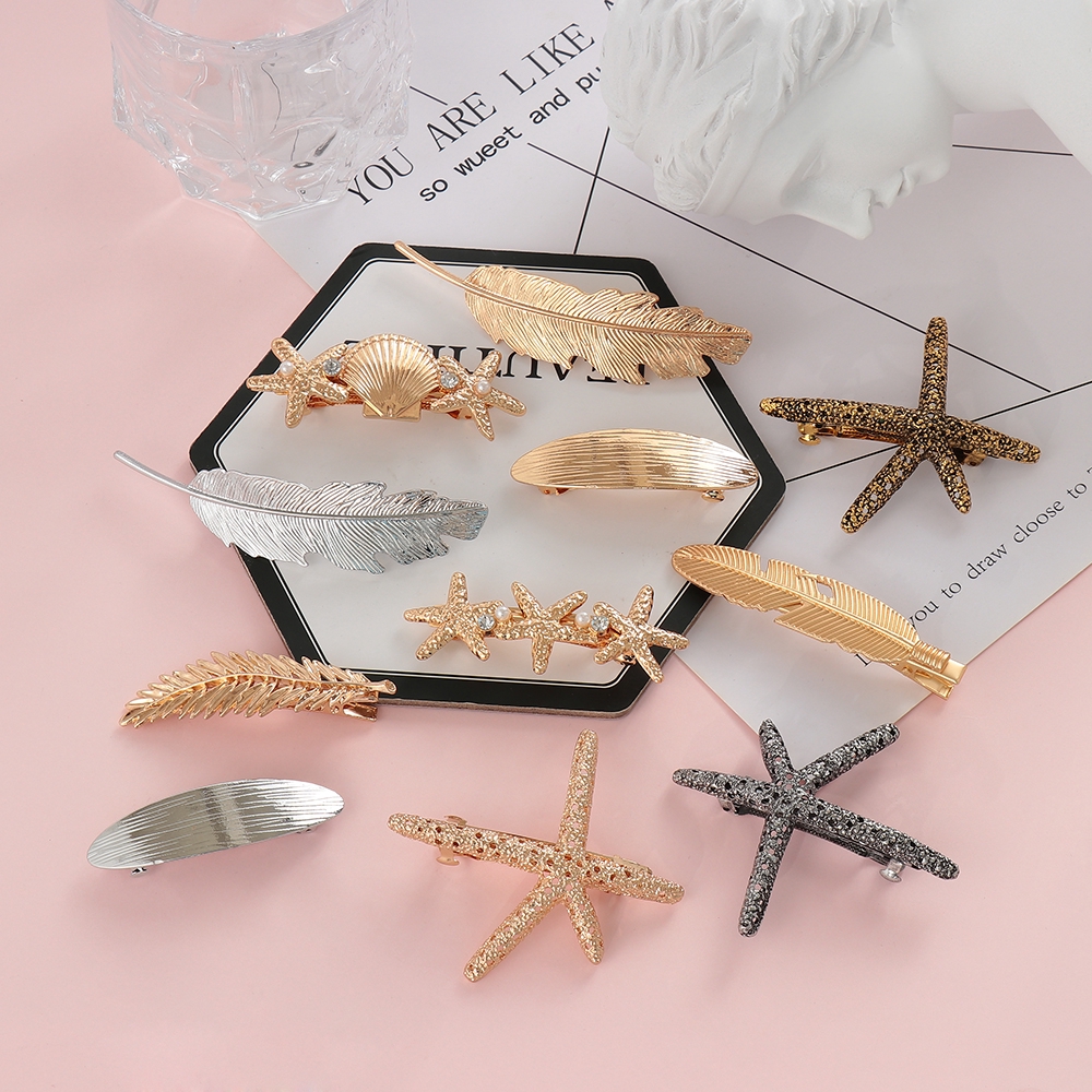 Kẹp tóc hợp kim hình chiếc lá xinh xắn thời trang cho nữ