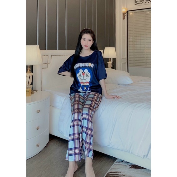 (FREESIZE TỪ 58KG TRỞ XUỐNG)ĐỒ BỘ MẶC NHÀ, PIJAMA, BỘ ĐỒ CÁNH DƠI LỤA LATIN THIẾT KẾ MỀM MỊN THOÁNG MÁT