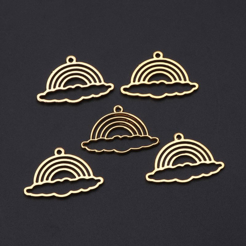 Set 5 Mặt Dây Chuyền Resin UV Resin Bằng Kim Loại Màu Cầu Vồng DIY