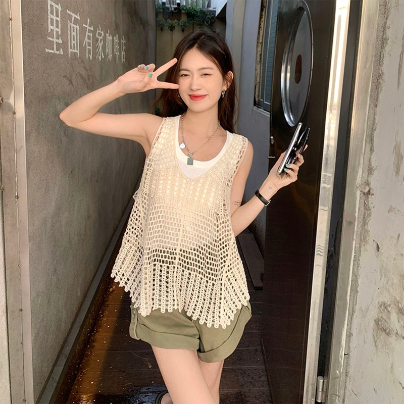 Áo Len Không Tay Cổ Chữ V Phong Cách Boho Thời Trang Cho Nữ