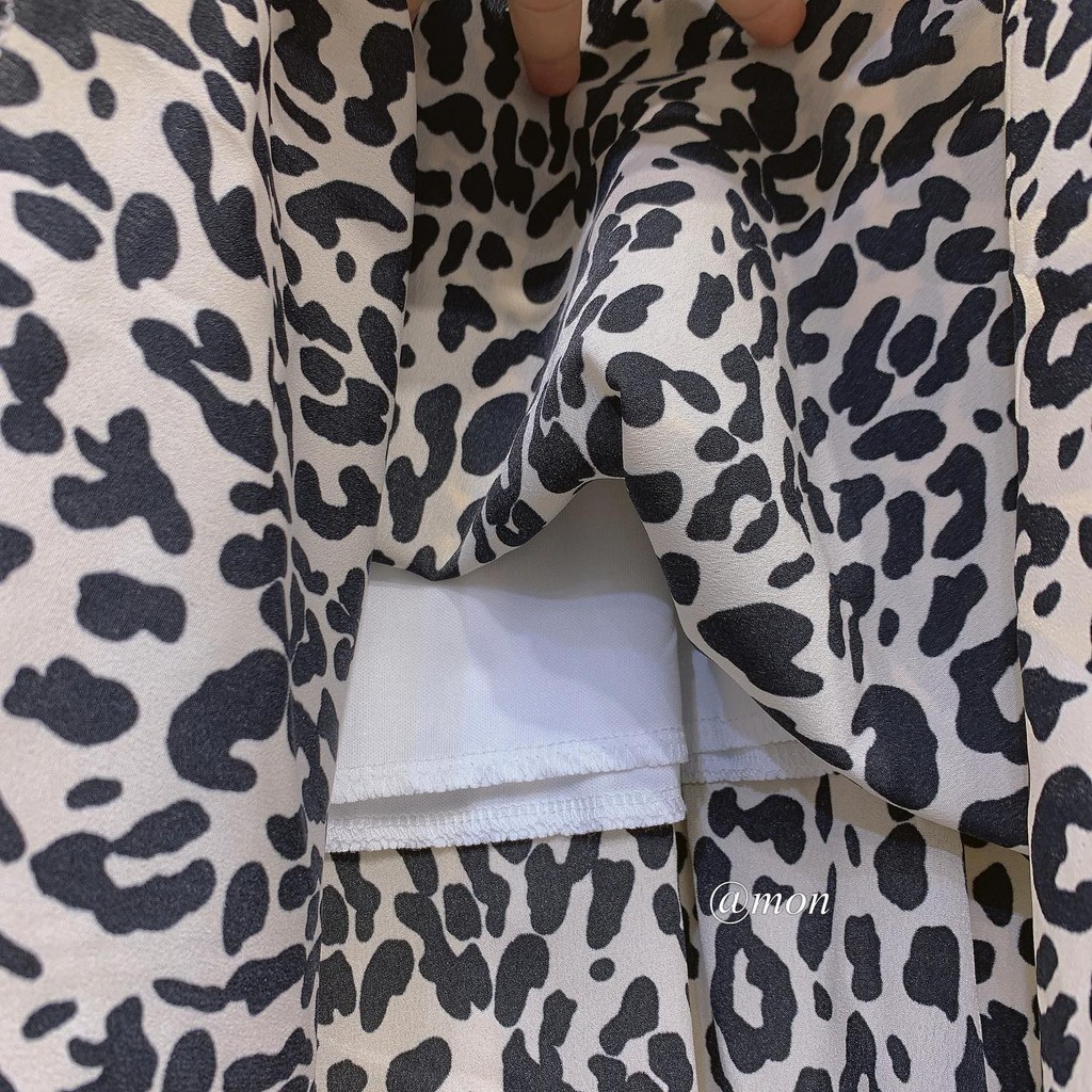 2101397 Chân váy midi nữ dáng xòe ulzzang họa tiết da báo freesize màu be đen xinh xắn | BigBuy360 - bigbuy360.vn