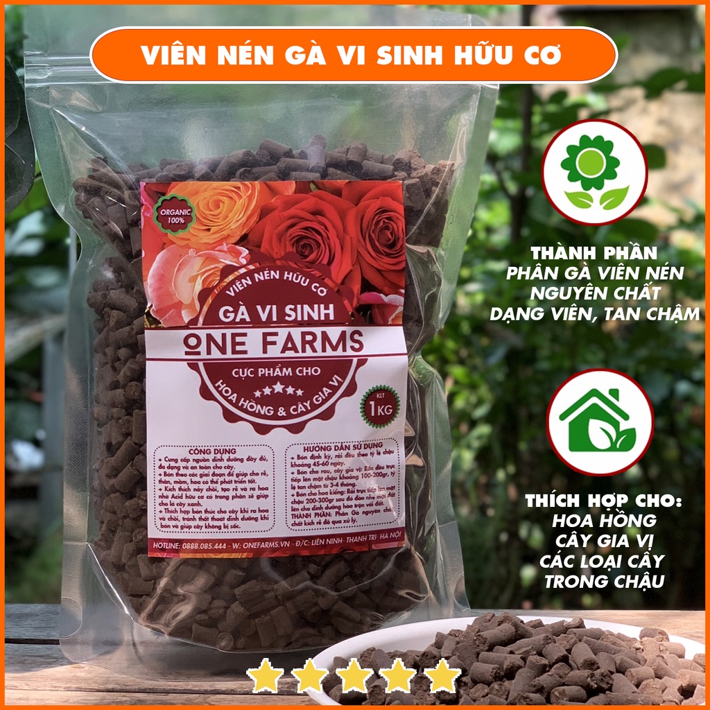 Phân Gà viên nén tan chậm hữu cơ, thích hợp cho hoa kiểng, rau màu.