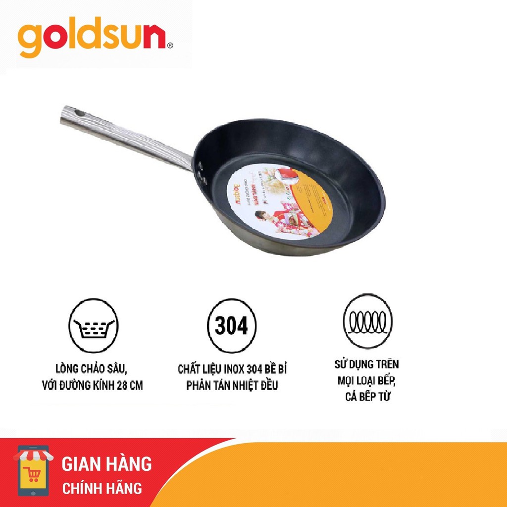 Chảo chống dính sử dụng mọi loại bếp inox 3 đáy goldsun GPP03-FF24  24cm