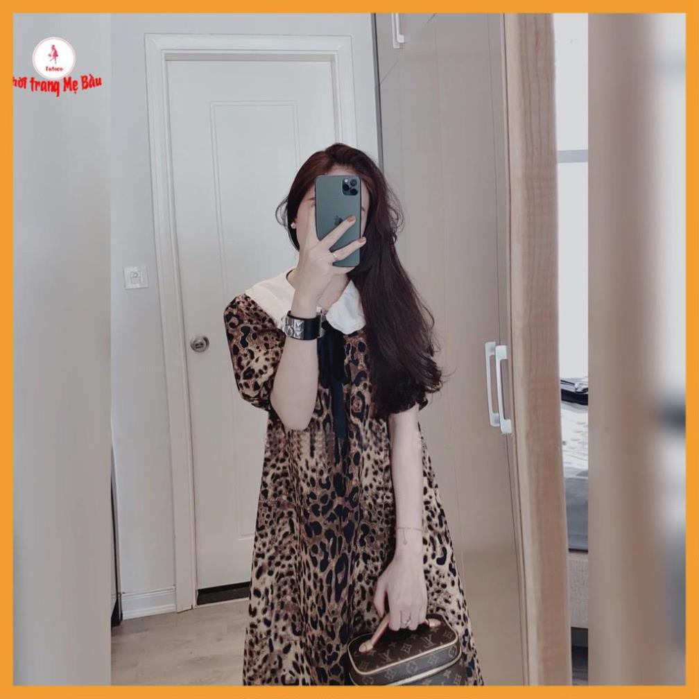 Đầm bầu thiết kế da beo ( ảnh thật)