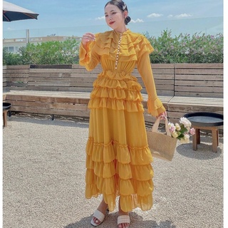 Đầm maxi đi biển xếp tầng tiểu thư siêu xinh đi du lịch Đà Lạt, Sapa đều đẹp - B031