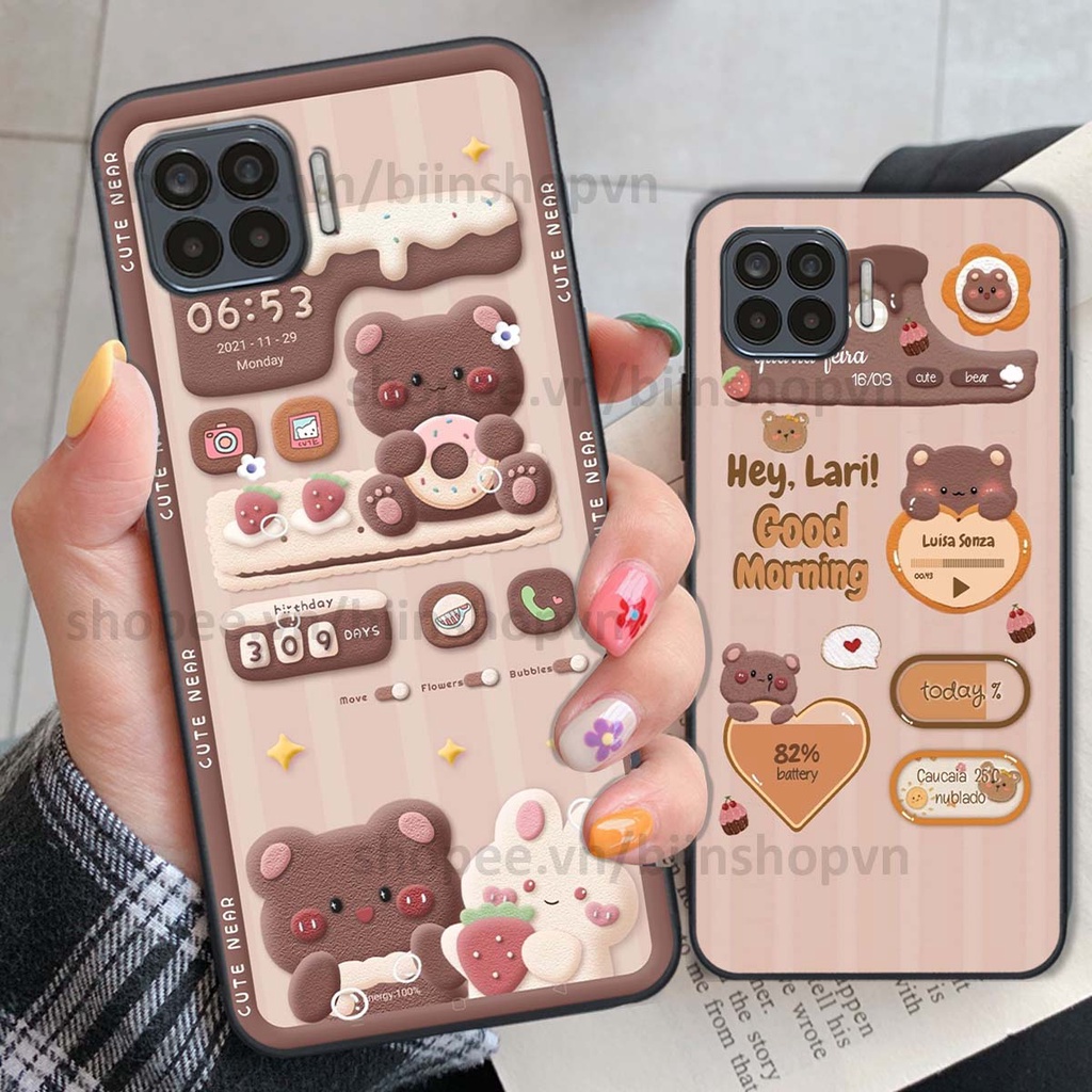 Ốp Oppo A73 / A93 in 3D icon gấu nổi siêu xinh, siêu đáng yêu, cá tính phong cách
