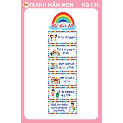 Decal góc mầm non - NỘI QUY LỚP HỌC