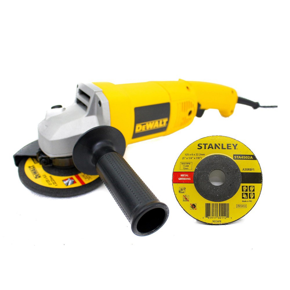 Combo Máy mài cầm tay Dewalt DW830-B1 125mm-1.400W và Đá mài Stanley STA4502A 125 x 6.0 x 22mm