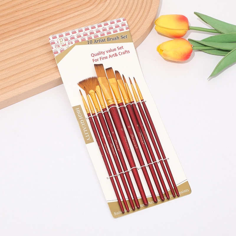 Bộ 10 cọ vẽ màu nước tranh sơn dầu và acrylic 3D chuyên nghiệp