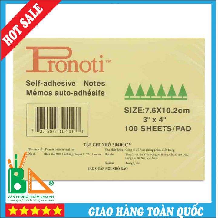 Giấy Nhắn 3x4 Pronoti Chính Hãng Giấy Note Ghi Lời Nhắn 100Tờ/Tập