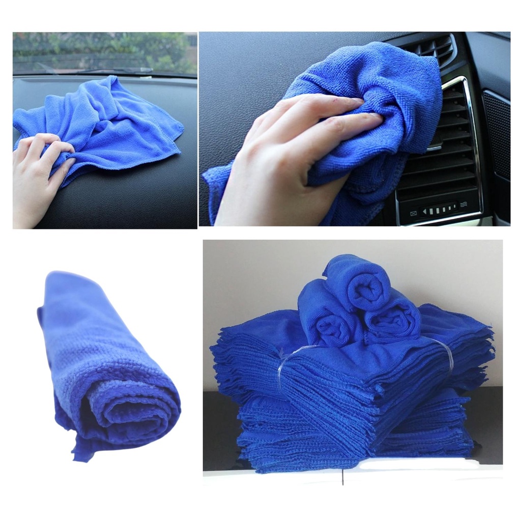 Khăn lau xe lau chùi đa năng 30x30cm màu xanh HÀNG TẶNG