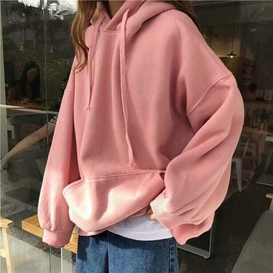 Hoddie nỉ bông hồng đất unisex - Khoác nỉ chui đầu hồng ruốc có nón ( Ảnh thật + Video ) | BigBuy360 - bigbuy360.vn