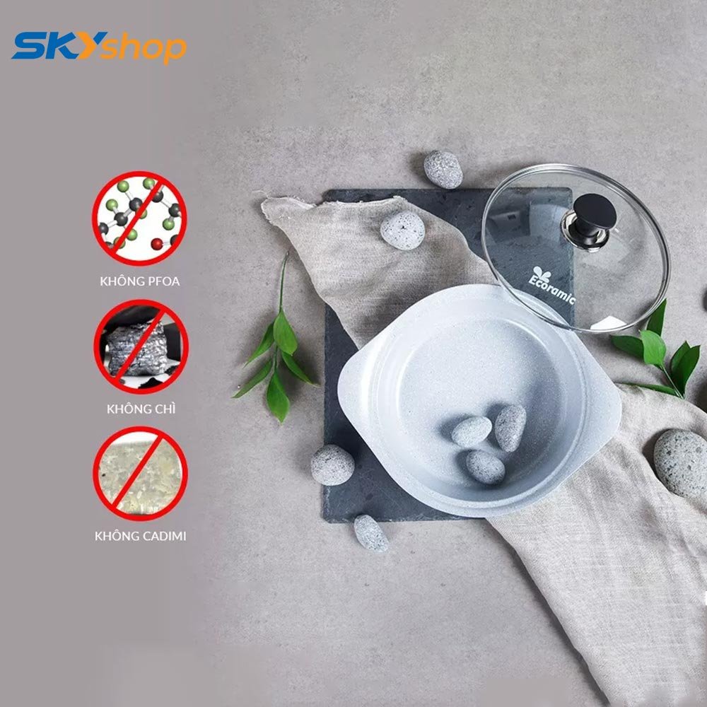 Bộ 4 Nồi Chống Dinh Đáy Từ ECORAMIC PASIH4 - Hàng Chính Hãng