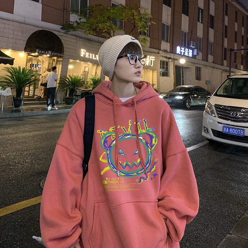 Áo khoác tay dài có nón in hình mặt quỷ cá tính cho nam