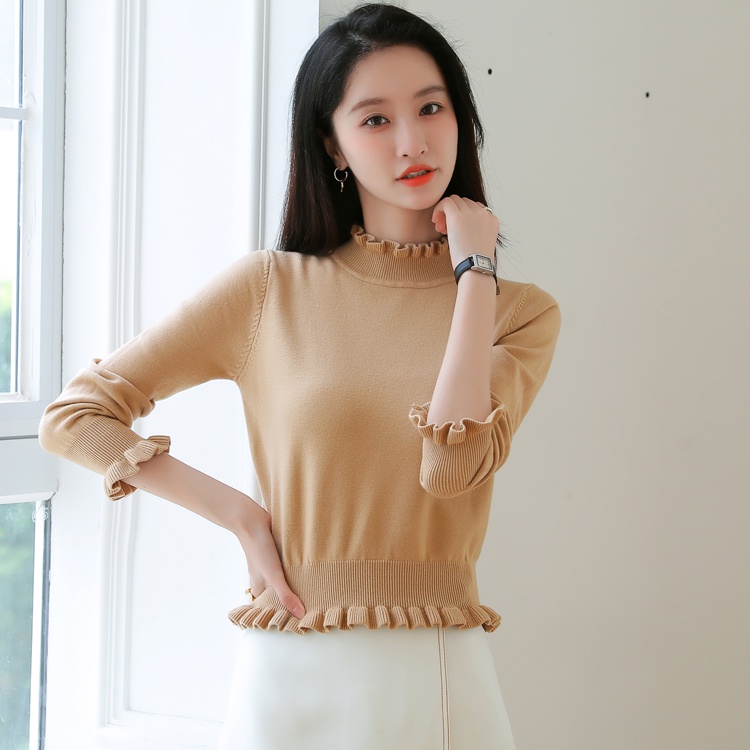 【ZHELIHANGFEI】Áo Dệt Kim Tay Phồng Dáng Ôm Xinh Xắn Thời Trang