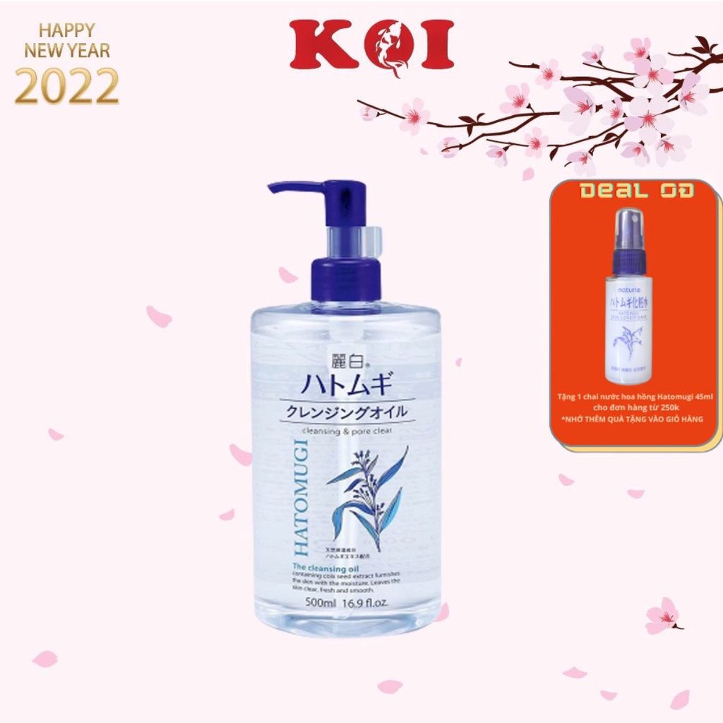 Dầu tẩy trang dưỡng ẩm, sáng da Reihaku Hatomugi The Cleansing Oil 500ml