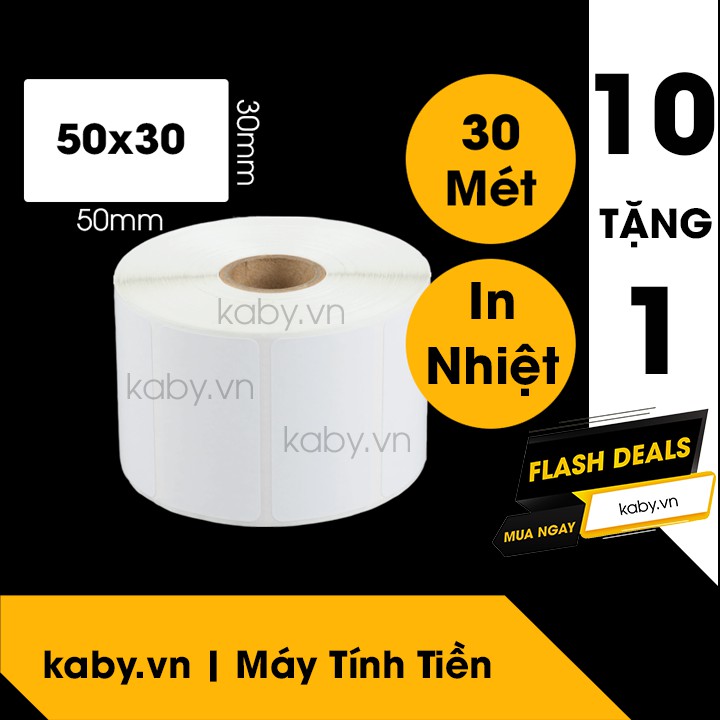 [10 TẶNG 1] Giấy In Tem Trà Sữa 50x30 mm (Cuộn) - Decal Nhiệt 5x3 cm