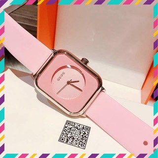 Đồng hồ nữ guou unisex bản ip quai silicol mặt chữ nhật siêu hot 2021 bản dây aple donghonu (video ảnh thật)