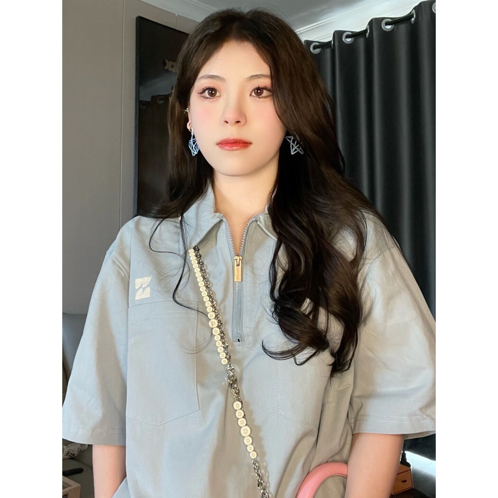 Áo polo Tay Ngắn Dáng Rộng Thời Trang Mùa Hè Theo Phong Cách Hàn Quốc Cho Nữ