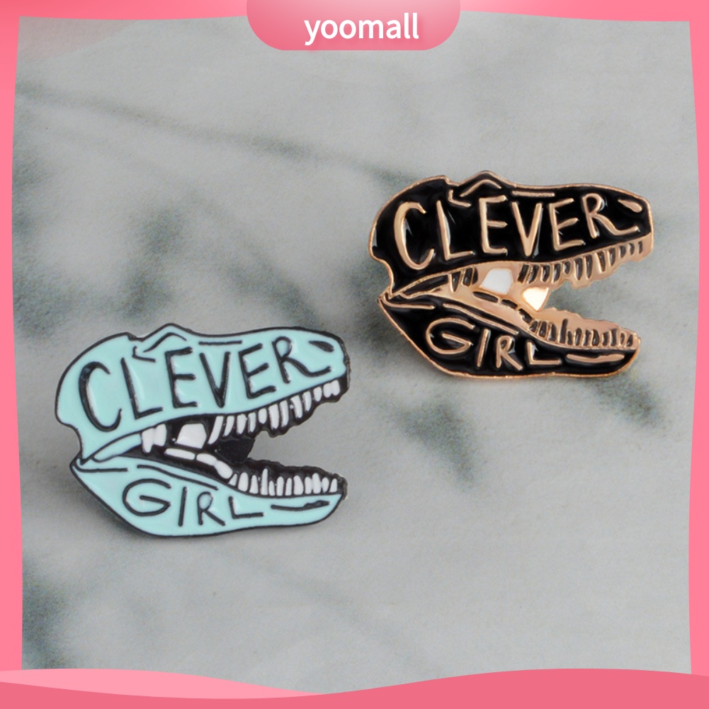 YOML✔Dinosaur Head Letters Print Enamel Unisex Brooch Pin Coat Sweater Shirt Ornament