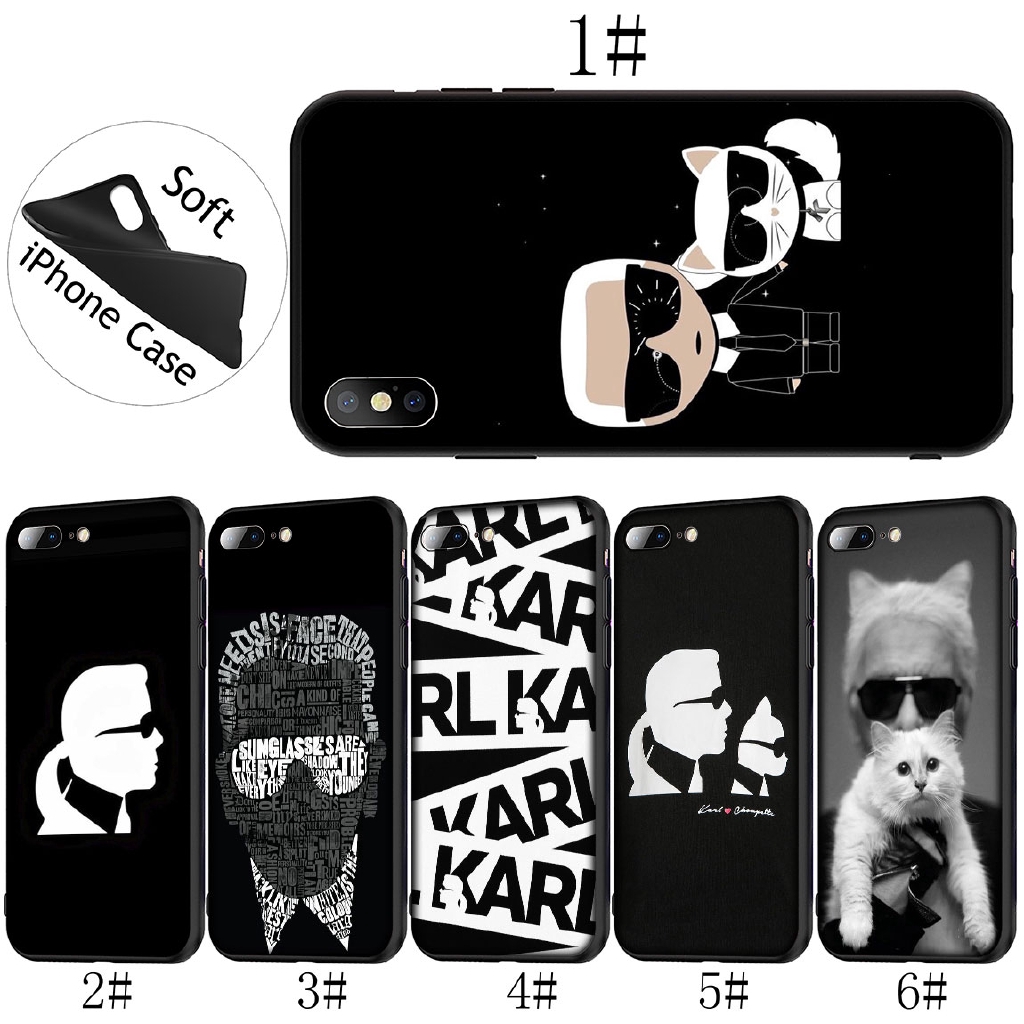 Ốp điện thoại dẻo in hình Karl Lagerfeld cho iPhone XR XS Max 6S 7 8 Plus 5S