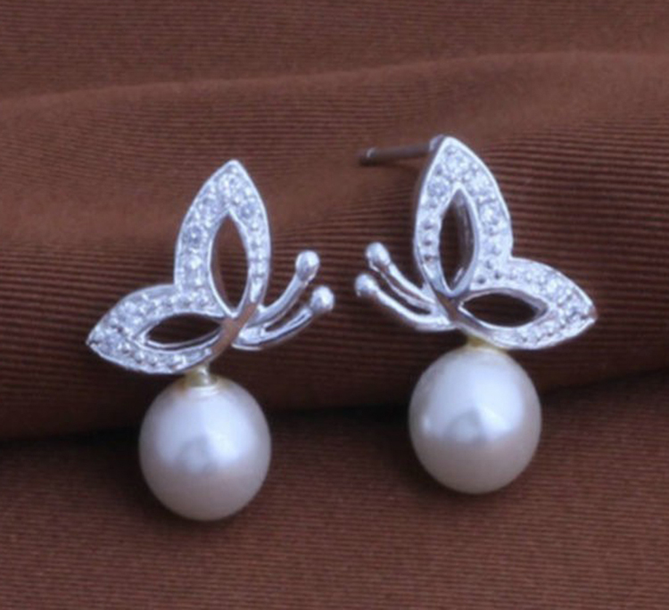 Olay butterfly full diamond butterfly pearl earrings earrings