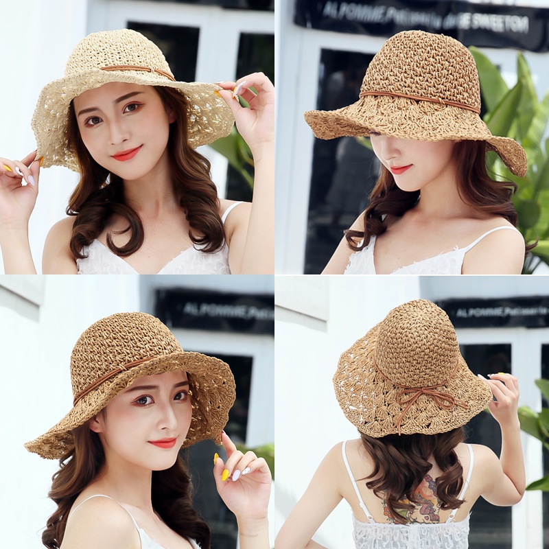 Mũ nón cói nữ vành rộng đi biển đan thủ công viền thép mềm tạo kiếu tiểu thư thời trang cao cấp - TB8