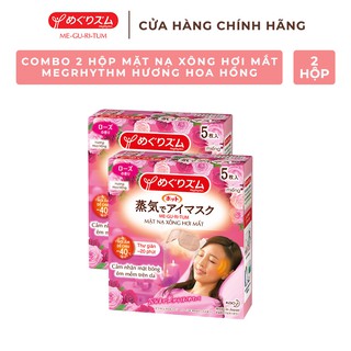 Combo MegRhythm 2 Hộp Mặt Nạ Xông Hơi Mắt Hương Hoa Hồng 5 Miếng/ Hộp