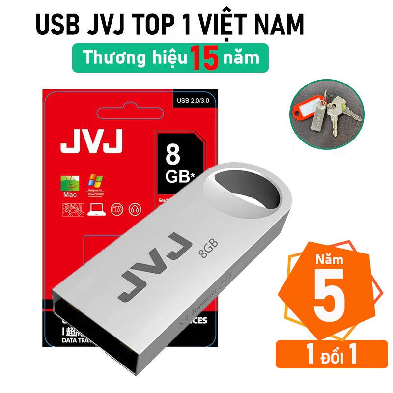 USB 8Gb JVJ S3 siêu nhỏ vỏ kim loại - USB 2.0, tốc độ 25MB/s Vỏ Kim Loại chống nước ổn định Bảo hành 5 năm chính hãng