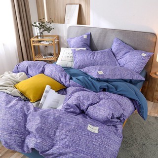 Trọn Bộ 4 Món Chăn Ga Mền TICI Cotton Xước Cao Cấp Màu TÍM NHẠT trungvbhp_shopalot2