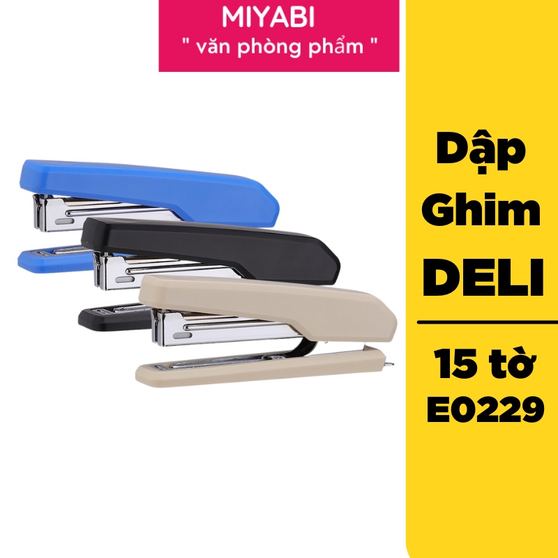 Dập ghim mini Deli loại đạn ghim #10 – ghim bấm 15 trang/ E0229–màu Trắng , Đen ,  văn phòng - MIYABI STORE