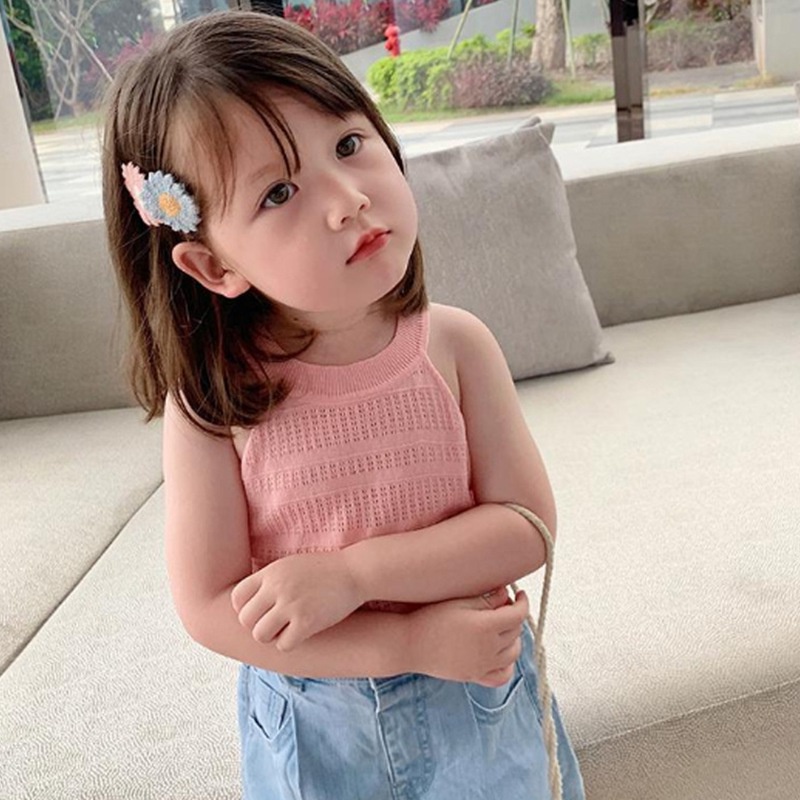 Áo hai dây phong cách nước ngoài thời trang cho bé gái 0-6 tuổi Se7En