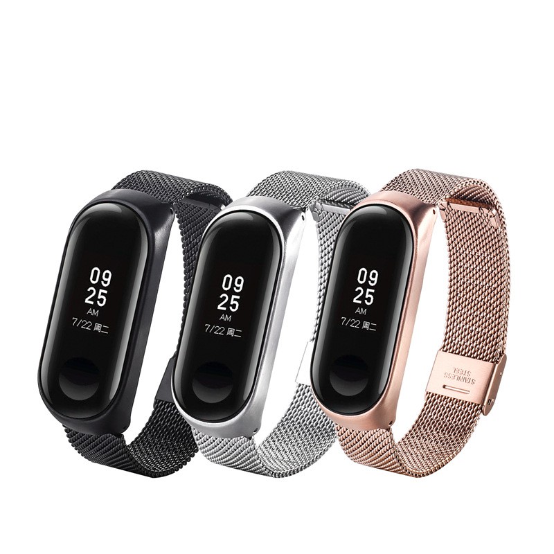 Xiaomi Miband 4 miband4, Xiaomi Miband 5 miband5 - Dây deo kim loại thay thế mắt lưới không han gỉ không bay màu