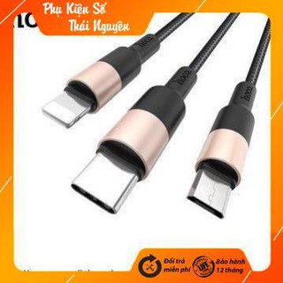 Cáp Sạc 3 Đầu Hoco X26 Ligting Micro Type C Iphone Android( Hàng chính hãng BH 12 Tháng).
