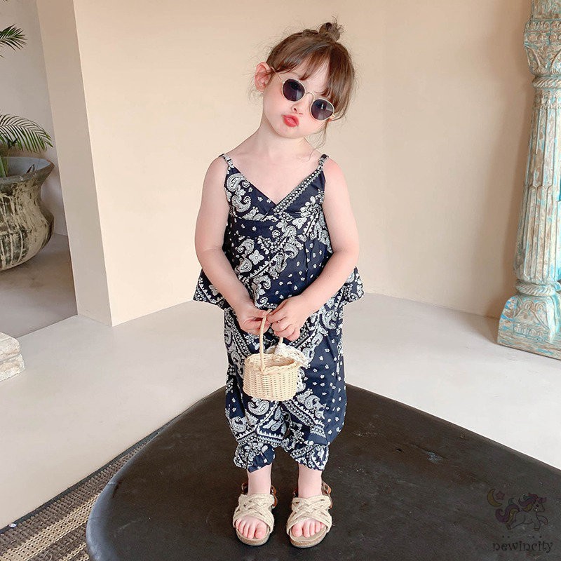 Set áo hai dây + quần dài thời trang mùa hè Hàn Quốc sành điệu dành cho bé gái