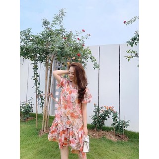 Váy hoa voan lụa