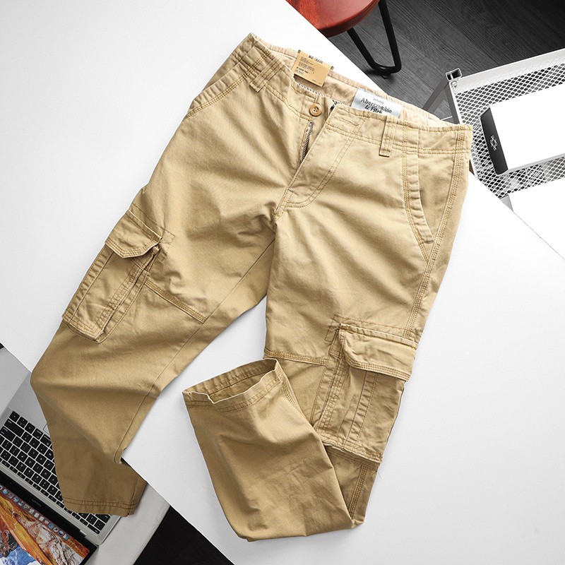 QUẦN DÀI KAKI NAM TÚI HỘP RETRO ỐNG QUẦN SLIM SUÔNG BASIC - ABERCROMBIE - 3 COLORS