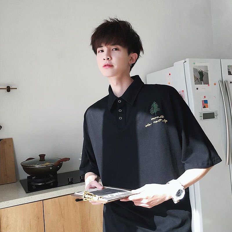 Áo Thun Polo Tay Ngắn Dáng Rộng Phong Cách Hàn Quốc Thời Trang