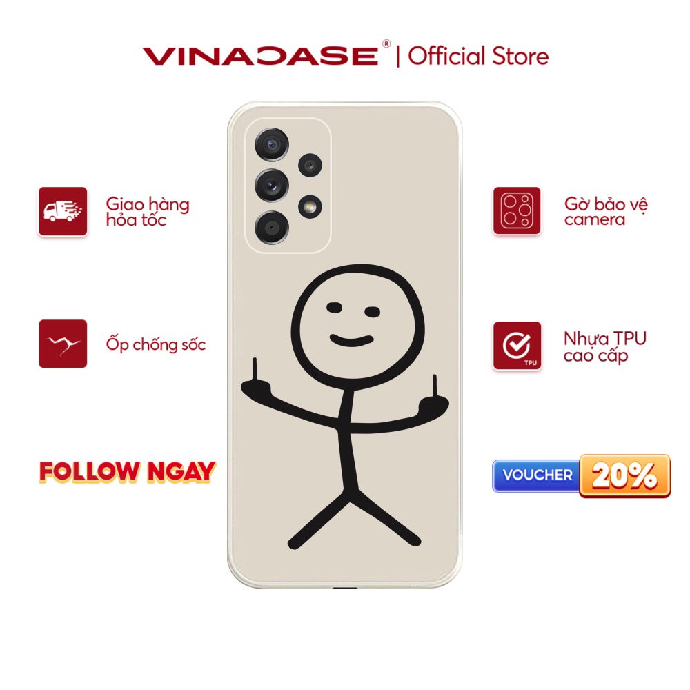 Ốp lưng Vina Case Samsung A10/A10S/A51/A32/A12/....Silicone TPU dẻo viền vuông bảo vệ camera hình Người que BST3