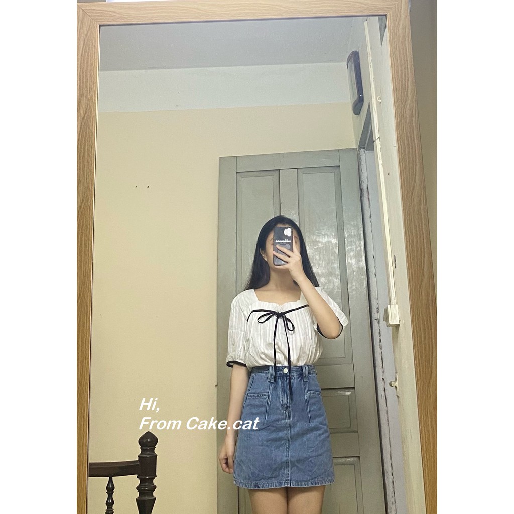 [VIDEO ẢNH THẬT] ÁO BABYDOLL TRẮNG THẮT NƠ ĐEN HÀN QUỐC
