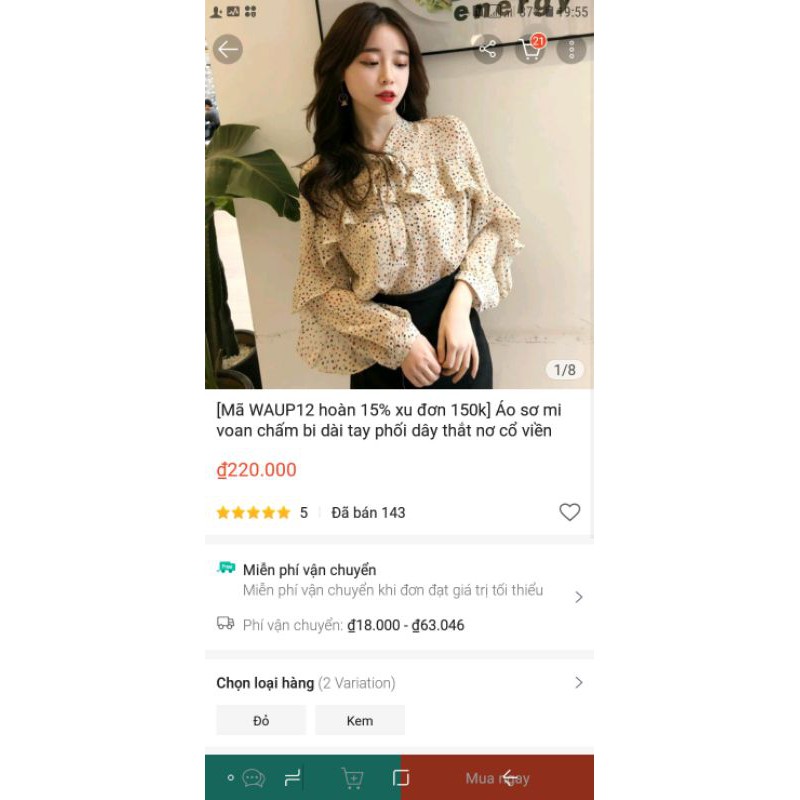 Áo sơmi voan chấm bi hàng 2hand