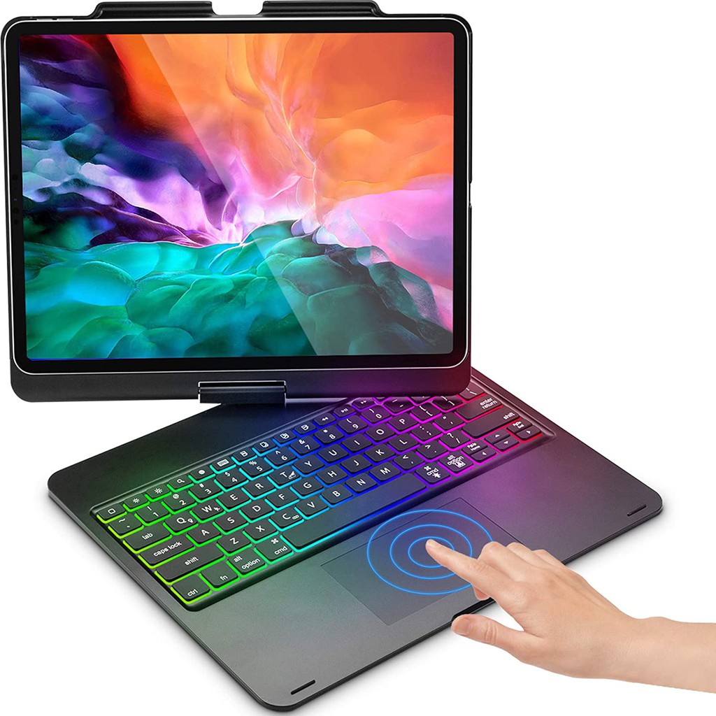 Bàn phím iPad 12.9&quot; 2018/2020 có Touchpad (tích hợp chuột) như Laptop 2 trong 1 Xoay và gập được 360độ. BH 1 năm